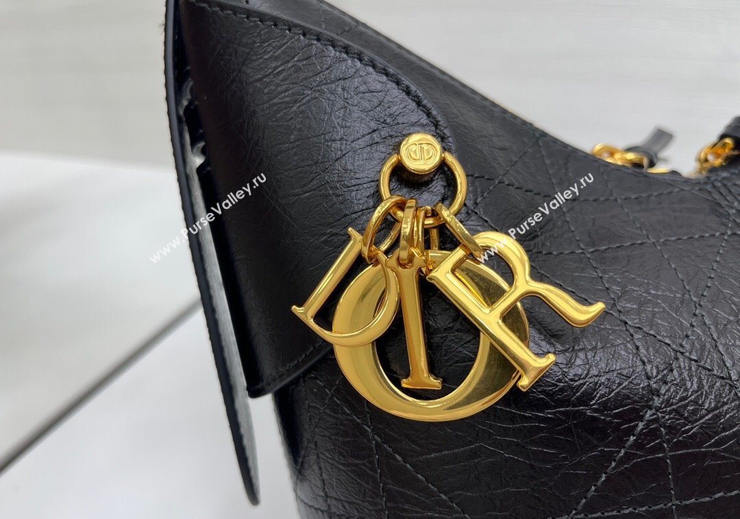 Dior Large Voyage Bag in Flat Macrocannage Crinkled Calfskin Leather Black 2025 2847 (XXG-250929127)