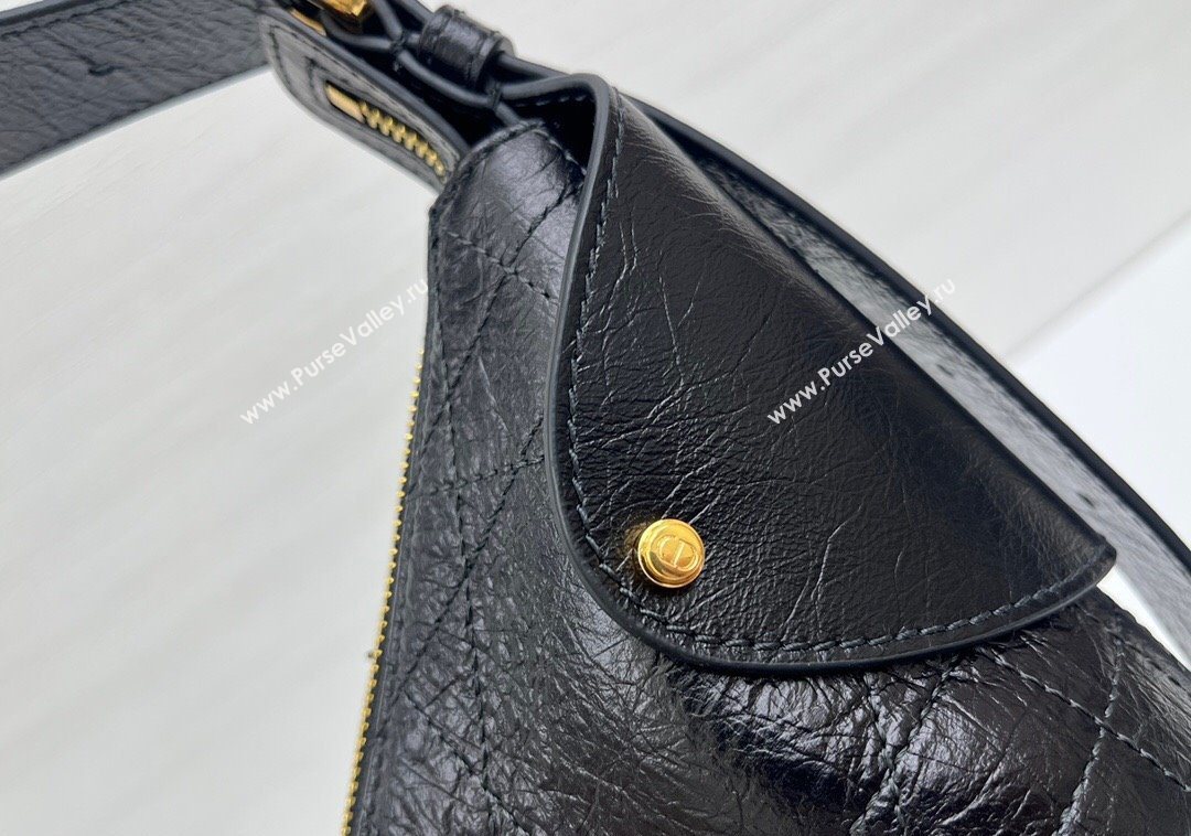 Dior Large Voyage Bag in Flat Macrocannage Crinkled Calfskin Leather Black 2025 2847 (XXG-250929127)