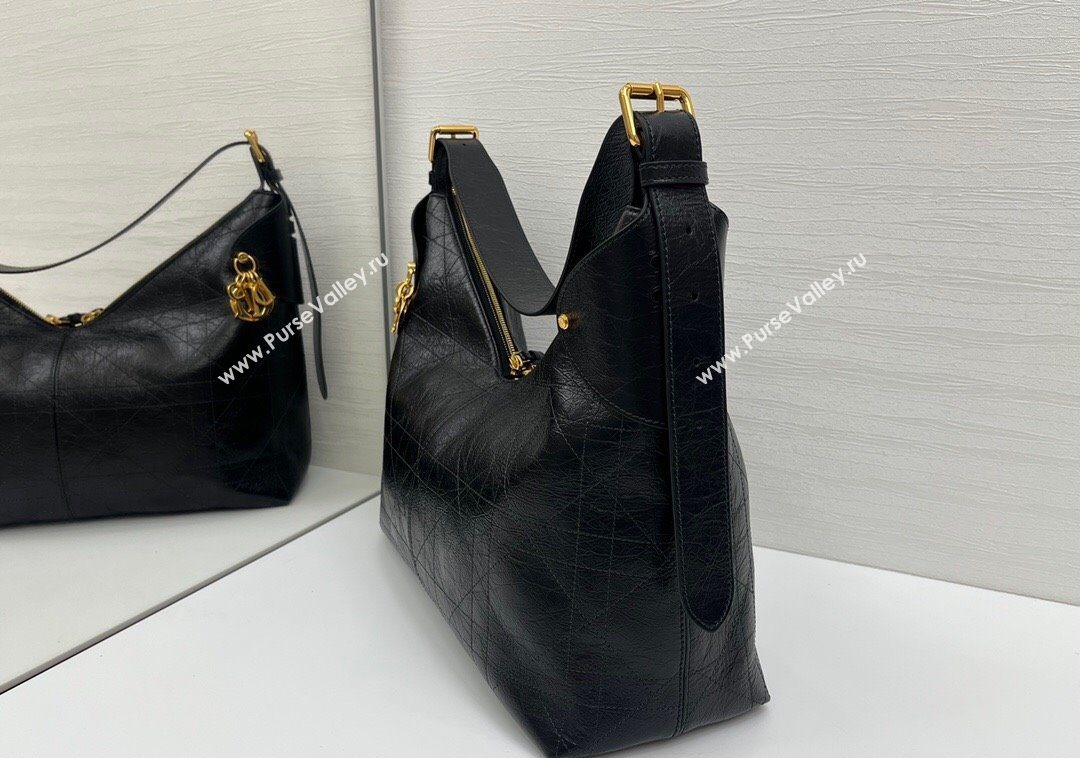 Dior Large Voyage Bag in Flat Macrocannage Crinkled Calfskin Leather Black 2025 2847 (XXG-250929127)