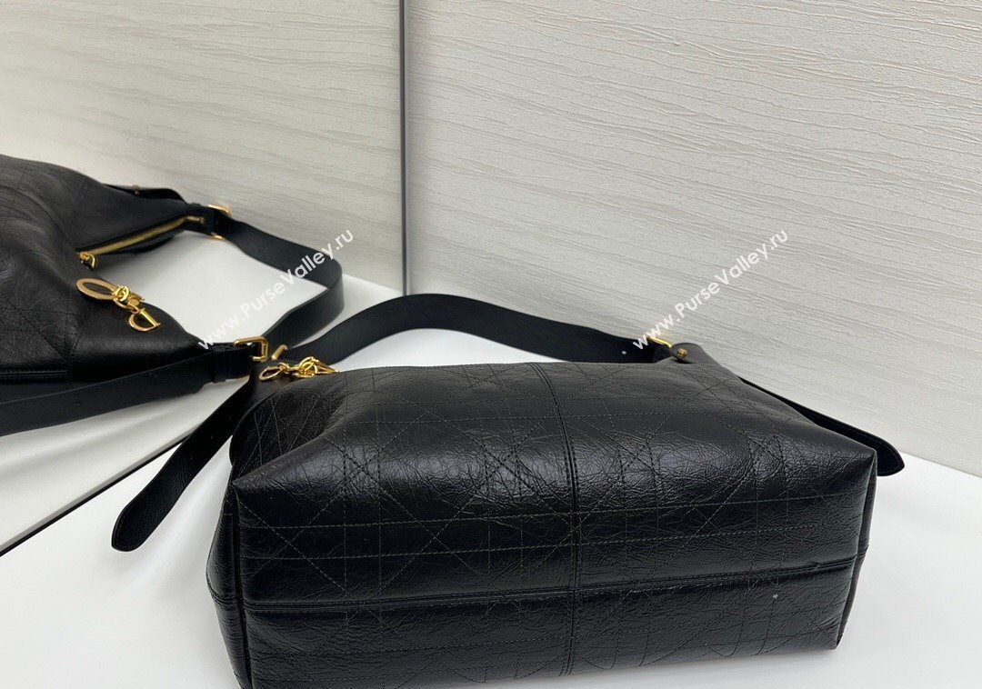 Dior Large Voyage Bag in Flat Macrocannage Crinkled Calfskin Leather Black 2025 2847 (XXG-250929127)