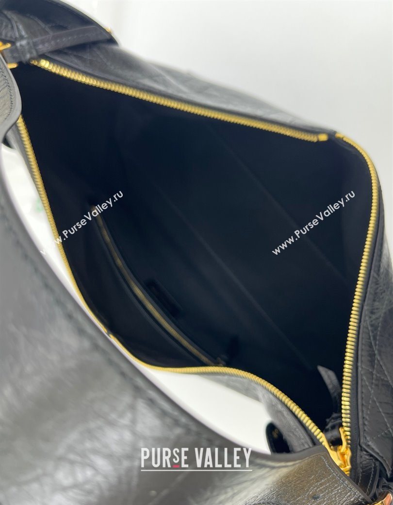 Dior Large Voyage Bag in Flat Macrocannage Crinkled Calfskin Leather Black 2025 2847 (XXG-250929127)