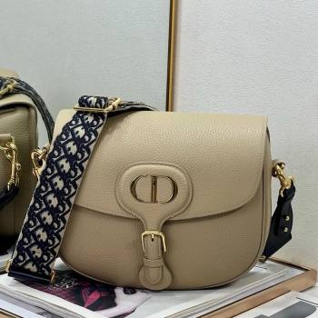 Dior Large Dior Bobby Bag Grained Calfskin with Blue Oblique Embroidered Shoulder Strap Beige 2025 (XXG-250929133)