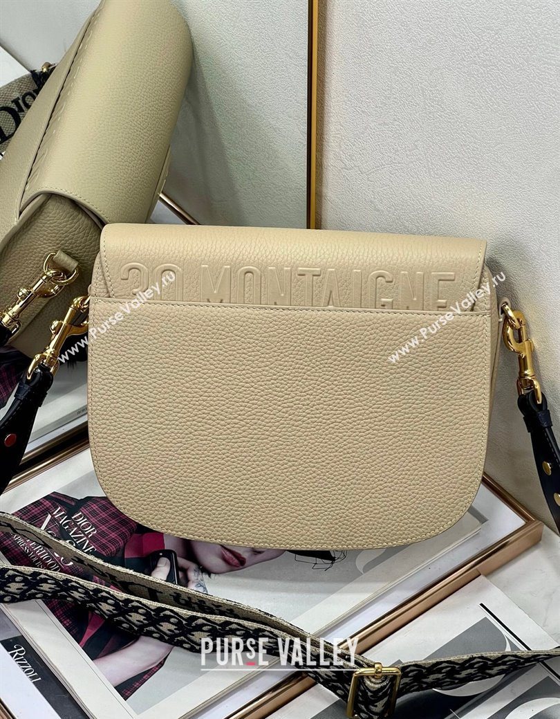 Dior Large Dior Bobby Bag Grained Calfskin with Blue Oblique Embroidered Shoulder Strap Beige 2025 (XXG-250929133)