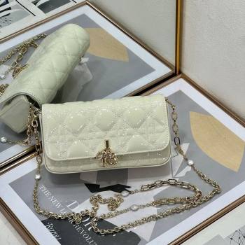 Dior My Dior - Dior Talk Phone Pouch in Patent Cannage Calfskin White 2025 (XXG-250929134)