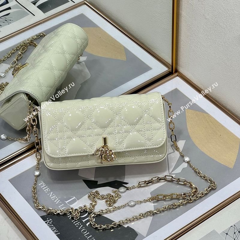 Dior My Dior - Dior Talk Phone Pouch in Patent Cannage Calfskin White 2025 (XXG-250929134)