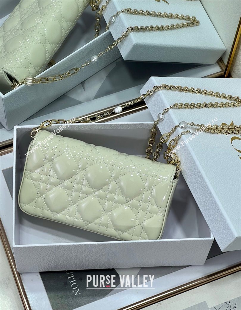 Dior My Dior - Dior Talk Phone Pouch in Patent Cannage Calfskin White 2025 (XXG-250929134)