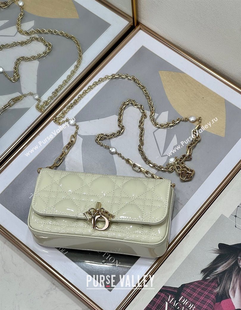 Dior My Dior - Dior Talk Phone Pouch in Patent Cannage Calfskin White 2025 (XXG-250929134)