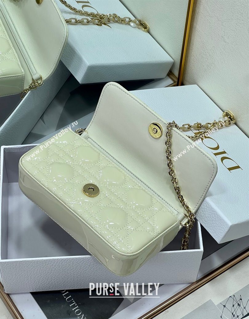 Dior My Dior - Dior Talk Phone Pouch in Patent Cannage Calfskin White 2025 (XXG-250929134)