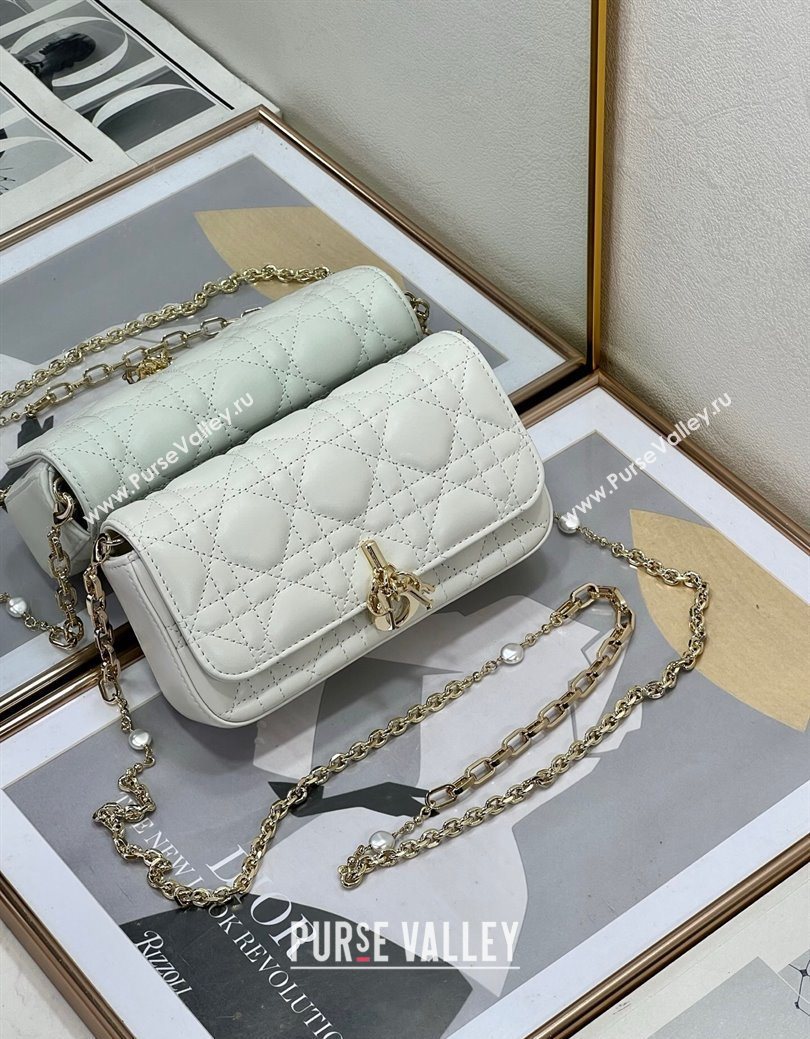 Dior My Dior - Dior Talk Phone Pouch in Cannage Lambskin Leather White 2025 (XXG-250929136)