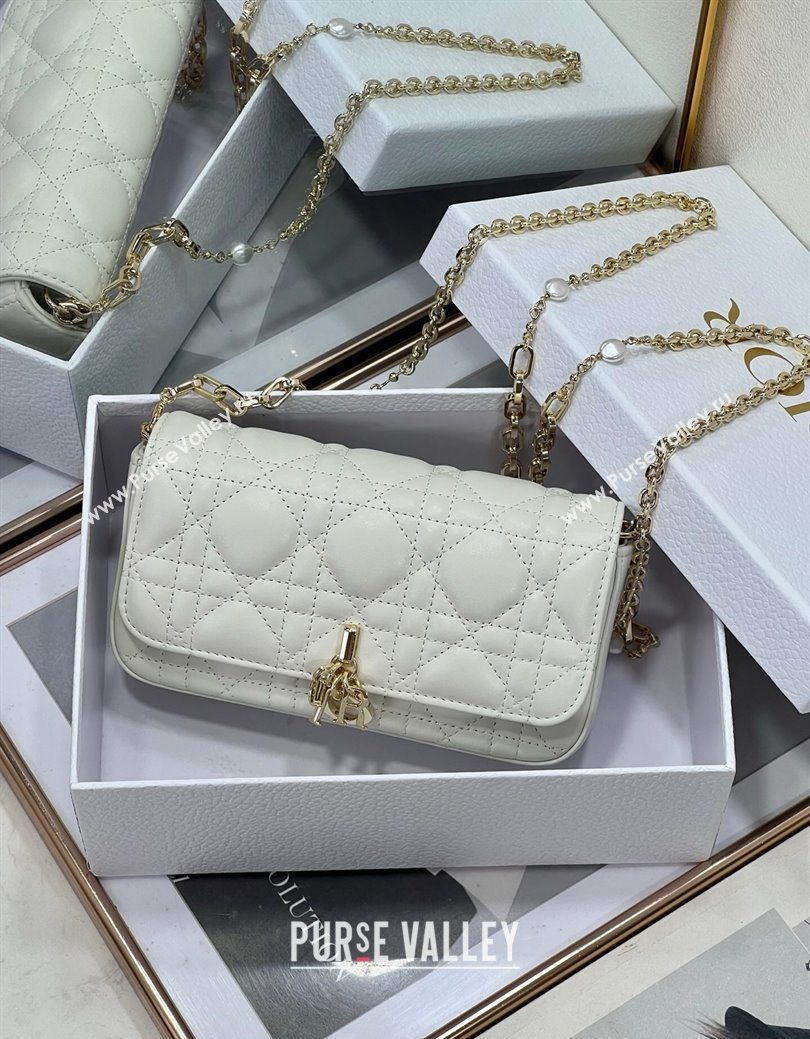 Dior My Dior - Dior Talk Phone Pouch in Cannage Lambskin Leather White 2025 (XXG-250929136)