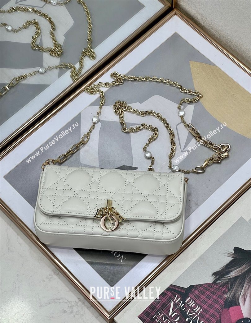 Dior My Dior - Dior Talk Phone Pouch in Cannage Lambskin Leather White 2025 (XXG-250929136)