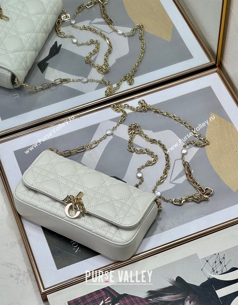 Dior My Dior - Dior Talk Phone Pouch in Cannage Lambskin Leather White 2025 (XXG-250929136)