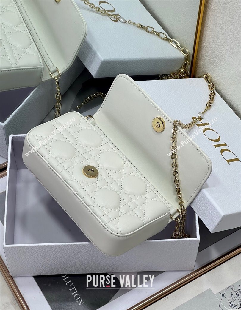 Dior My Dior - Dior Talk Phone Pouch in Cannage Lambskin Leather White 2025 (XXG-250929136)