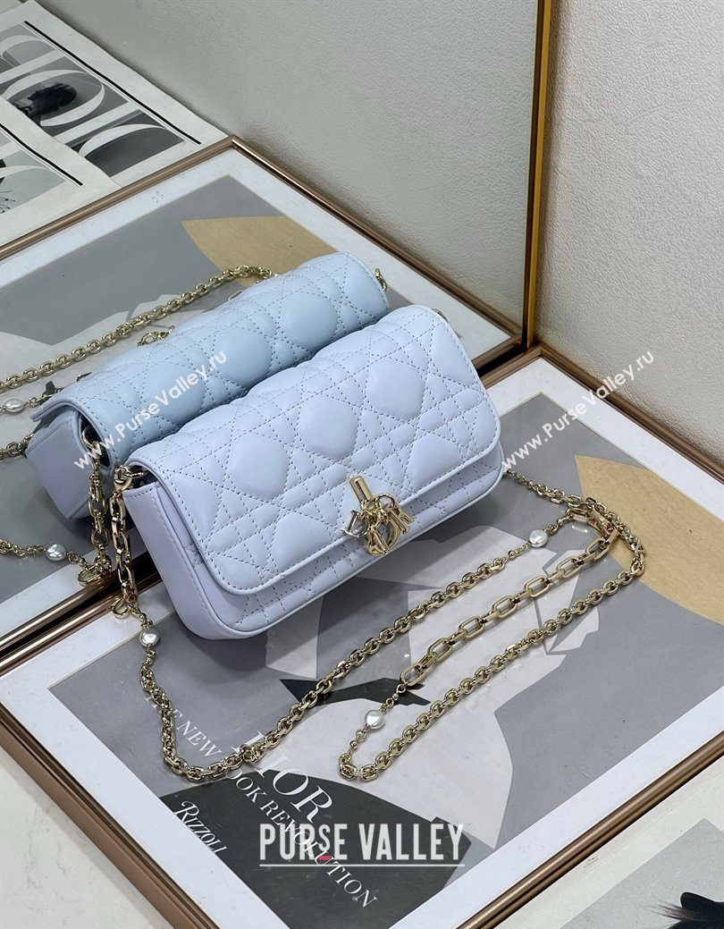 Dior My Dior - Dior Talk Phone Pouch in Cannage Lambskin Leather Ice Blue 2025 (XXG-250929137)