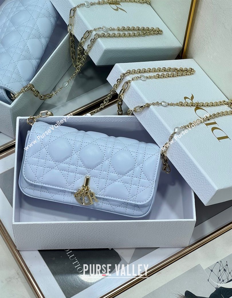 Dior My Dior - Dior Talk Phone Pouch in Cannage Lambskin Leather Ice Blue 2025 (XXG-250929137)