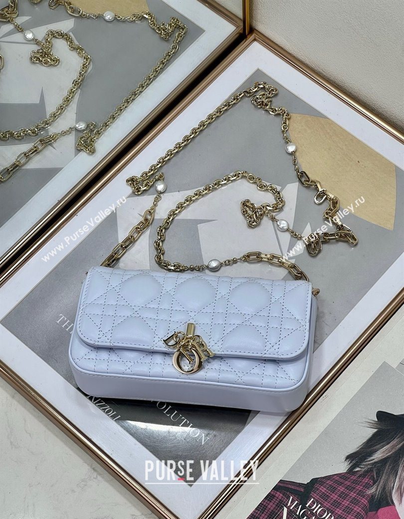 Dior My Dior - Dior Talk Phone Pouch in Cannage Lambskin Leather Ice Blue 2025 (XXG-250929137)