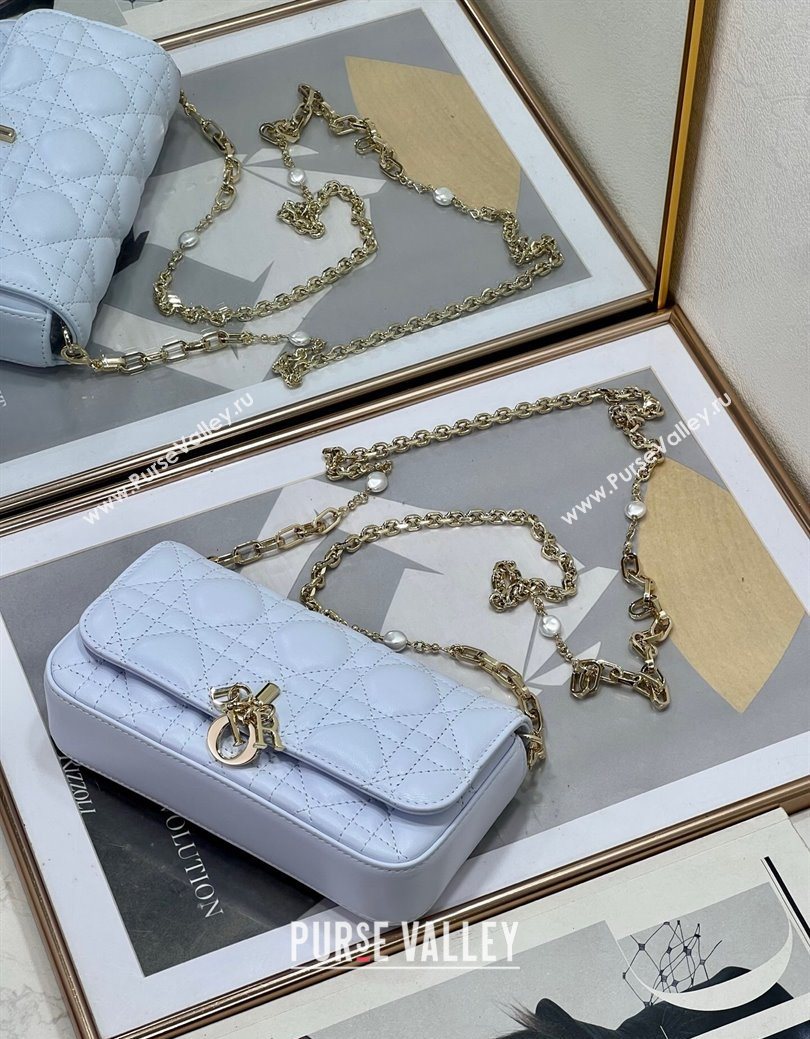 Dior My Dior - Dior Talk Phone Pouch in Cannage Lambskin Leather Ice Blue 2025 (XXG-250929137)