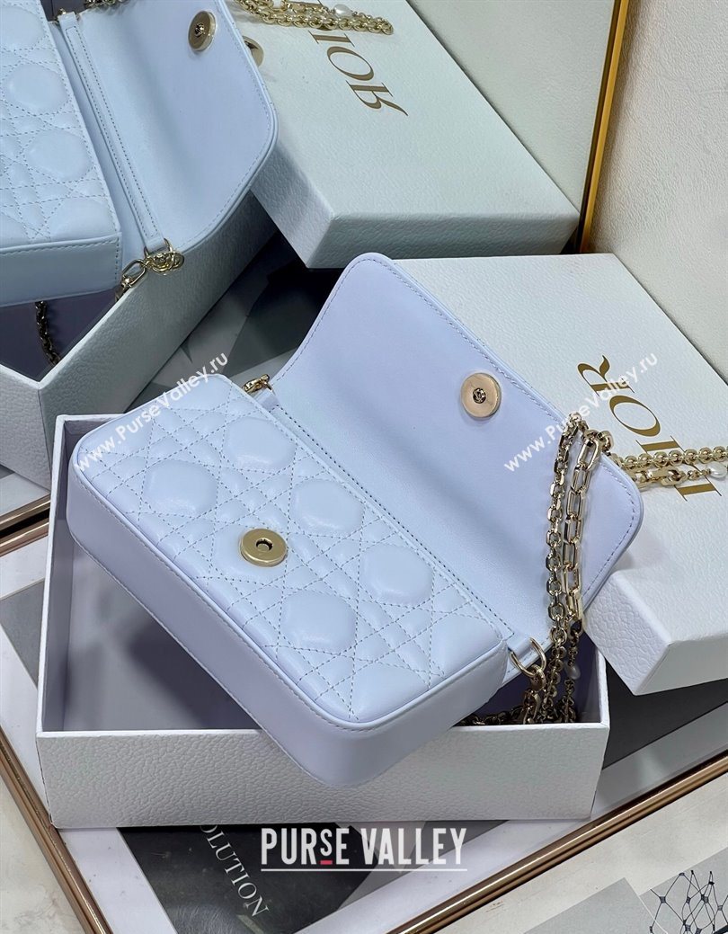 Dior My Dior - Dior Talk Phone Pouch in Cannage Lambskin Leather Ice Blue 2025 (XXG-250929137)