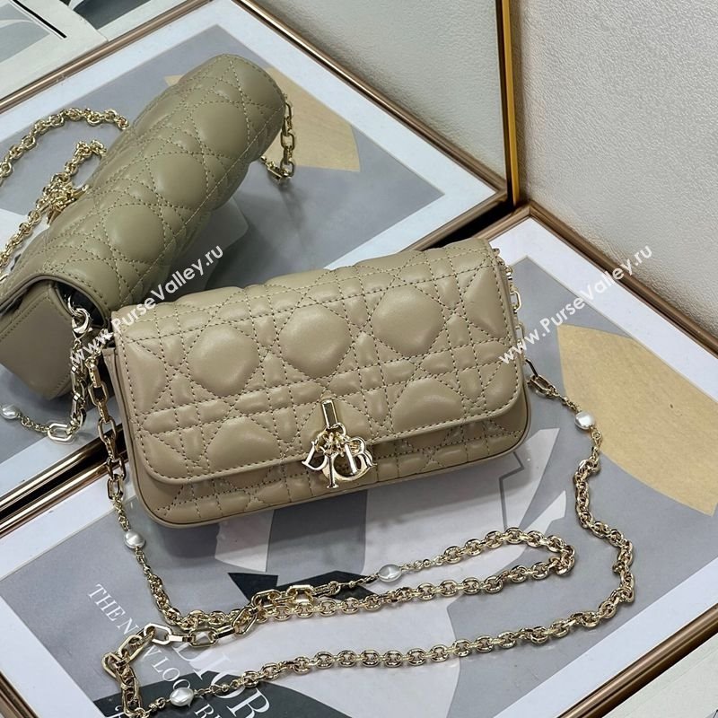 Dior My Dior - Dior Talk Phone Pouch in Cannage Lambskin Leather Cream Apricot 2025 (XXG-250929139)