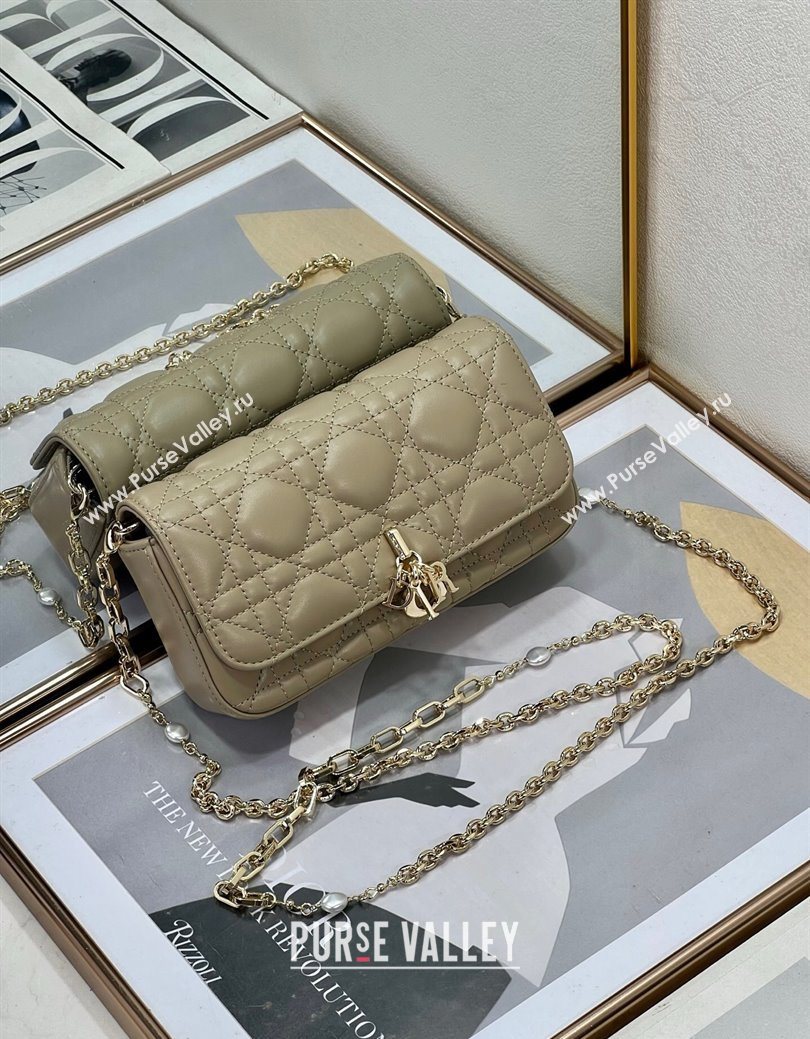 Dior My Dior - Dior Talk Phone Pouch in Cannage Lambskin Leather Cream Apricot 2025 (XXG-250929139)