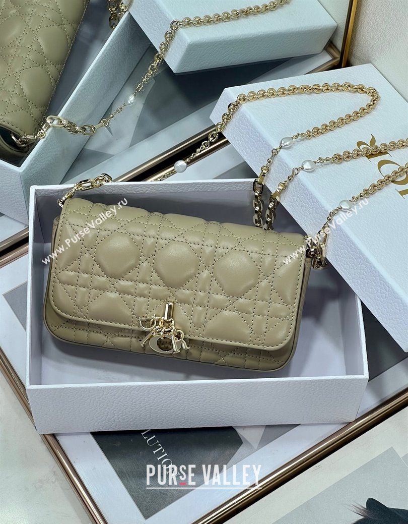 Dior My Dior - Dior Talk Phone Pouch in Cannage Lambskin Leather Cream Apricot 2025 (XXG-250929139)