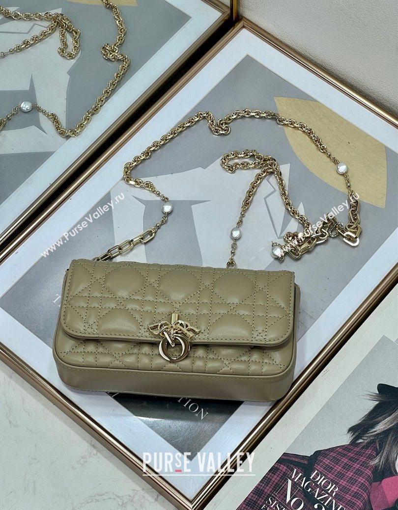 Dior My Dior - Dior Talk Phone Pouch in Cannage Lambskin Leather Cream Apricot 2025 (XXG-250929139)