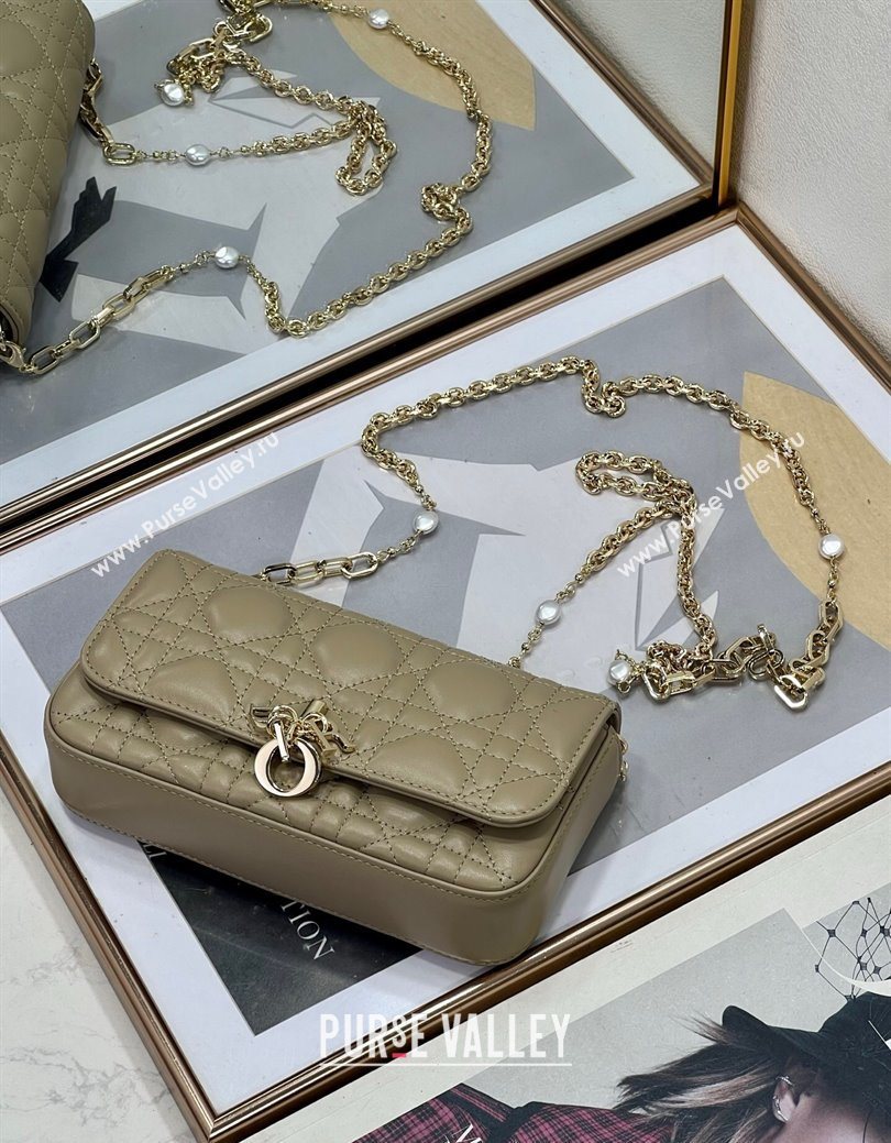 Dior My Dior - Dior Talk Phone Pouch in Cannage Lambskin Leather Cream Apricot 2025 (XXG-250929139)