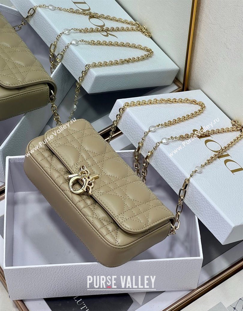 Dior My Dior - Dior Talk Phone Pouch in Cannage Lambskin Leather Cream Apricot 2025 (XXG-250929139)