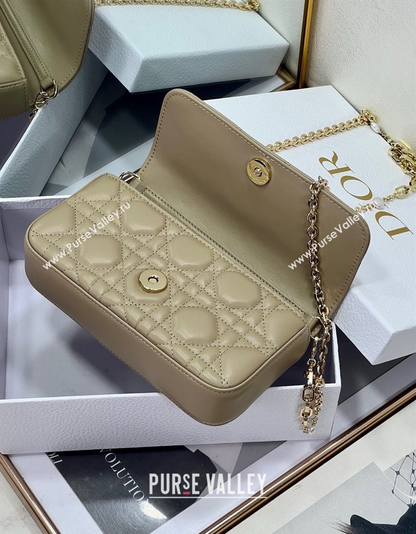 Dior My Dior - Dior Talk Phone Pouch in Cannage Lambskin Leather Cream Apricot 2025 (XXG-250929139)