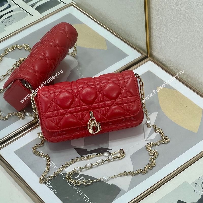 Dior My Dior - Dior Talk Phone Pouch in Cannage Lambskin Leather Red 2025 (XXG-250929141)