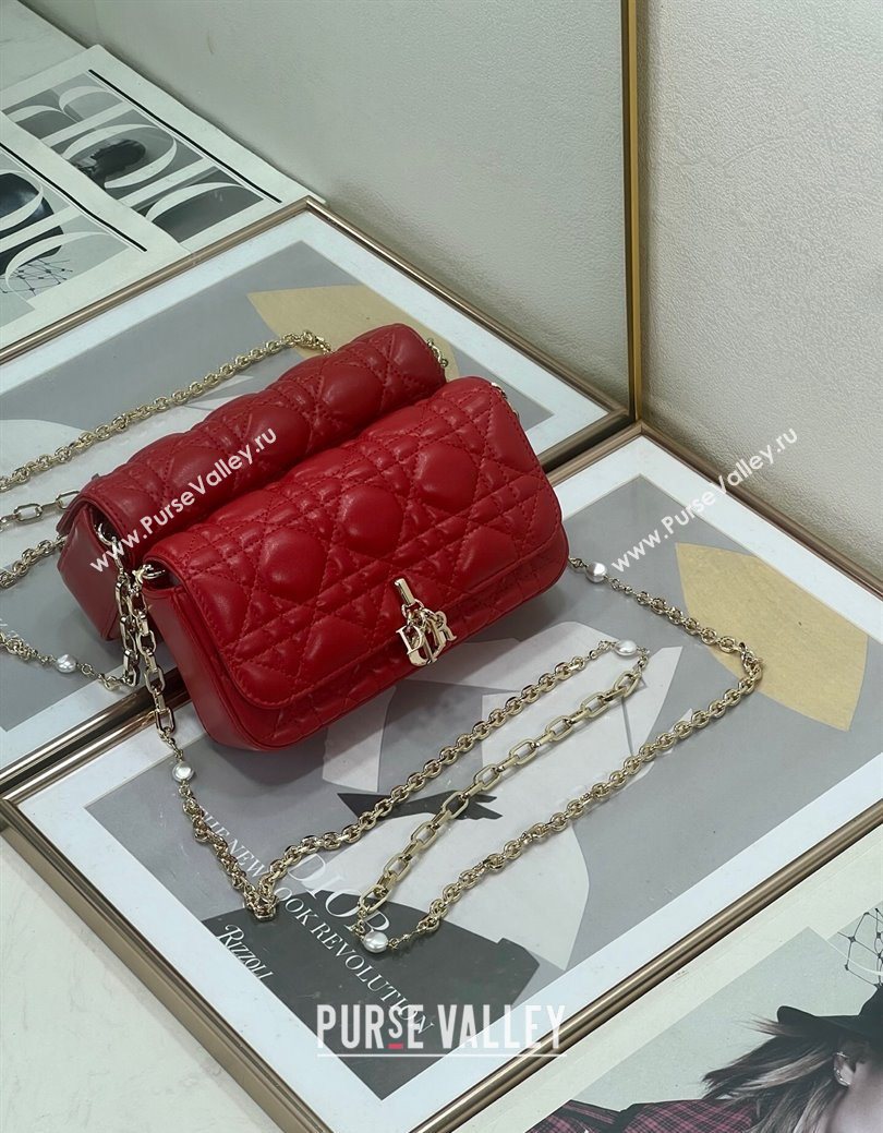 Dior My Dior - Dior Talk Phone Pouch in Cannage Lambskin Leather Red 2025 (XXG-250929141)