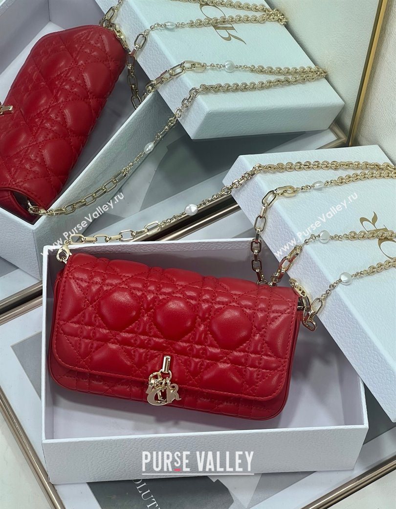 Dior My Dior - Dior Talk Phone Pouch in Cannage Lambskin Leather Red 2025 (XXG-250929141)