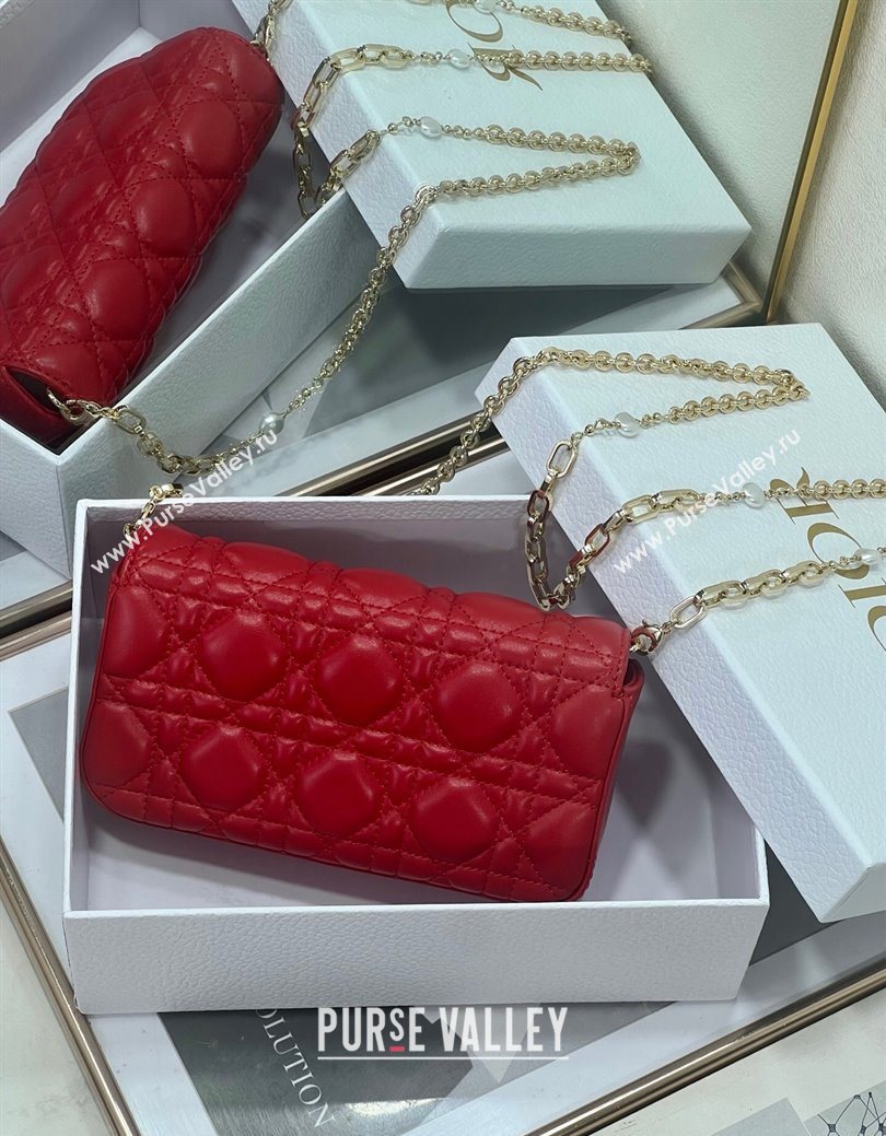 Dior My Dior - Dior Talk Phone Pouch in Cannage Lambskin Leather Red 2025 (XXG-250929141)