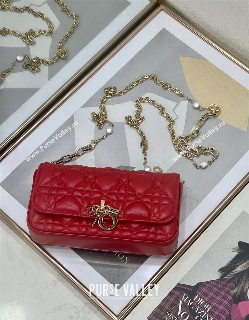 Dior My Dior - Dior Talk Phone Pouch in Cannage Lambskin Leather Red 2025 (XXG-250929141)