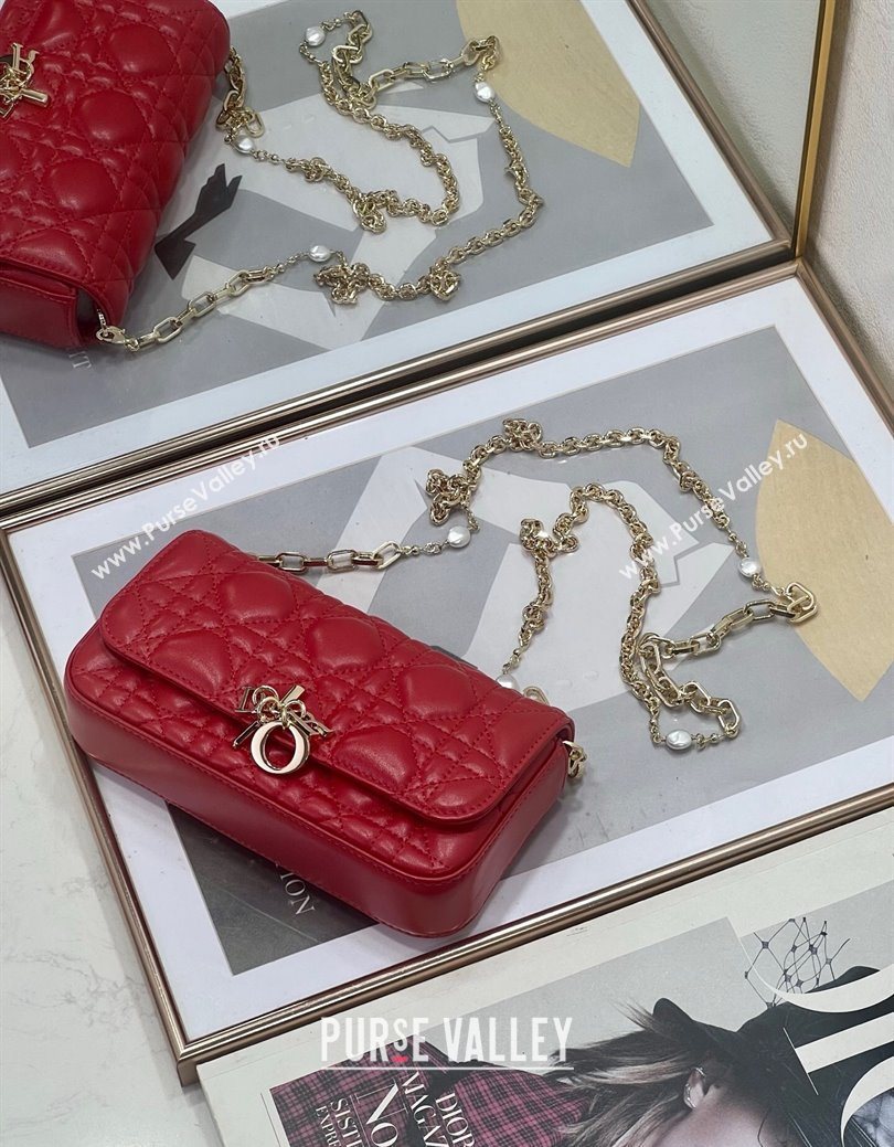 Dior My Dior - Dior Talk Phone Pouch in Cannage Lambskin Leather Red 2025 (XXG-250929141)