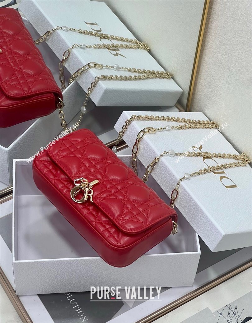 Dior My Dior - Dior Talk Phone Pouch in Cannage Lambskin Leather Red 2025 (XXG-250929141)