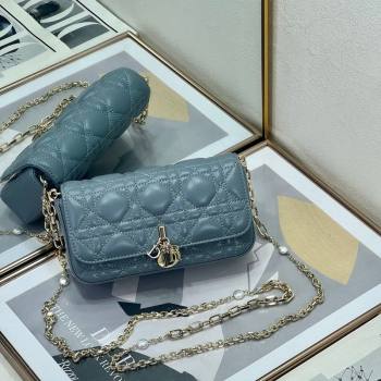 Dior My Dior - Dior Talk Phone Pouch in Cannage Lambskin Leather Dusty Blue 2025 (XXG-250929142)