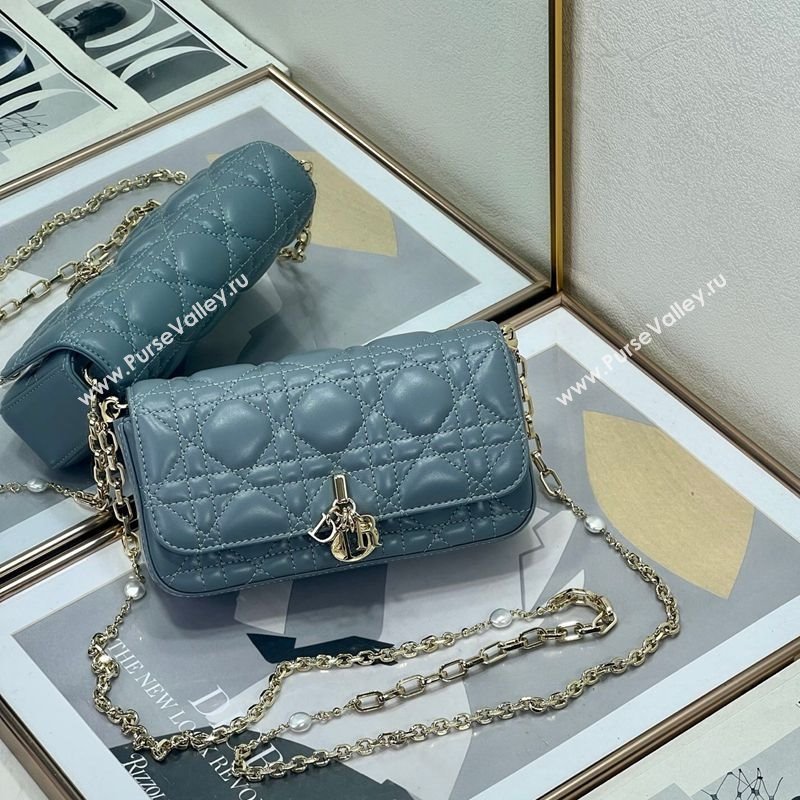 Dior My Dior - Dior Talk Phone Pouch in Cannage Lambskin Leather Dusty Blue 2025 (XXG-250929142)