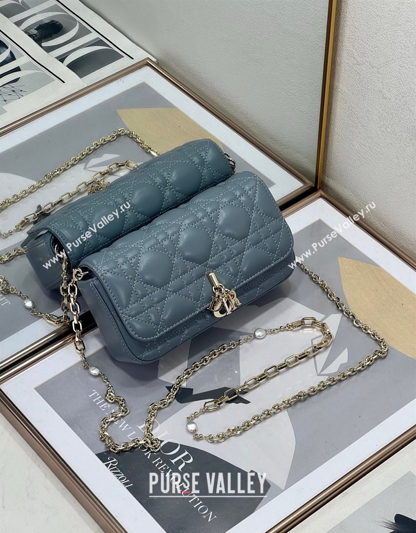 Dior My Dior - Dior Talk Phone Pouch in Cannage Lambskin Leather Dusty Blue 2025 (XXG-250929142)