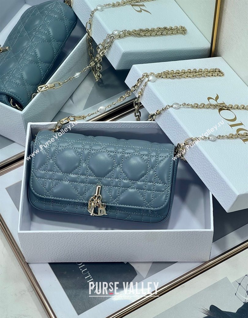 Dior My Dior - Dior Talk Phone Pouch in Cannage Lambskin Leather Dusty Blue 2025 (XXG-250929142)