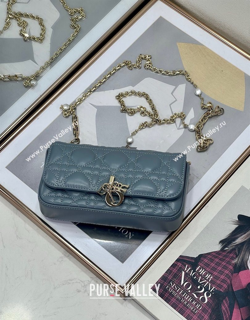 Dior My Dior - Dior Talk Phone Pouch in Cannage Lambskin Leather Dusty Blue 2025 (XXG-250929142)