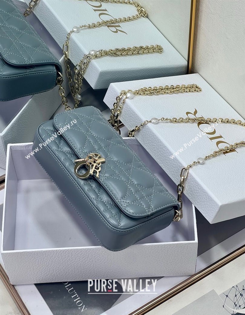 Dior My Dior - Dior Talk Phone Pouch in Cannage Lambskin Leather Dusty Blue 2025 (XXG-250929142)