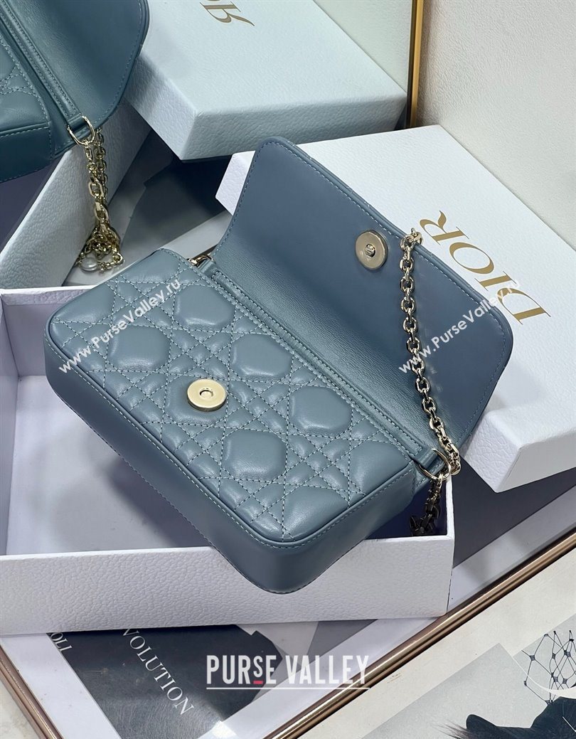 Dior My Dior - Dior Talk Phone Pouch in Cannage Lambskin Leather Dusty Blue 2025 (XXG-250929142)