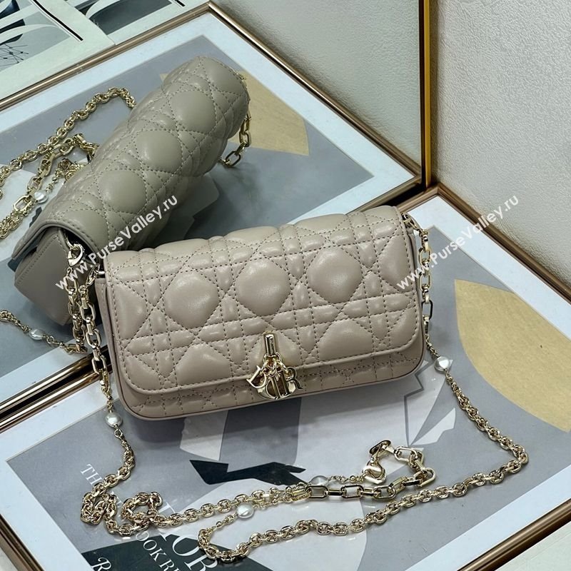 Dior My Dior - Dior Talk Phone Pouch in Cannage Lambskin Leather Powder Beige 2025 (XXG-250929143)