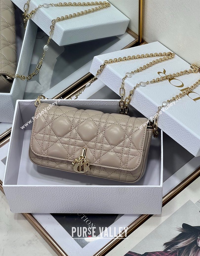 Dior My Dior - Dior Talk Phone Pouch in Cannage Lambskin Leather Powder Beige 2025 (XXG-250929143)