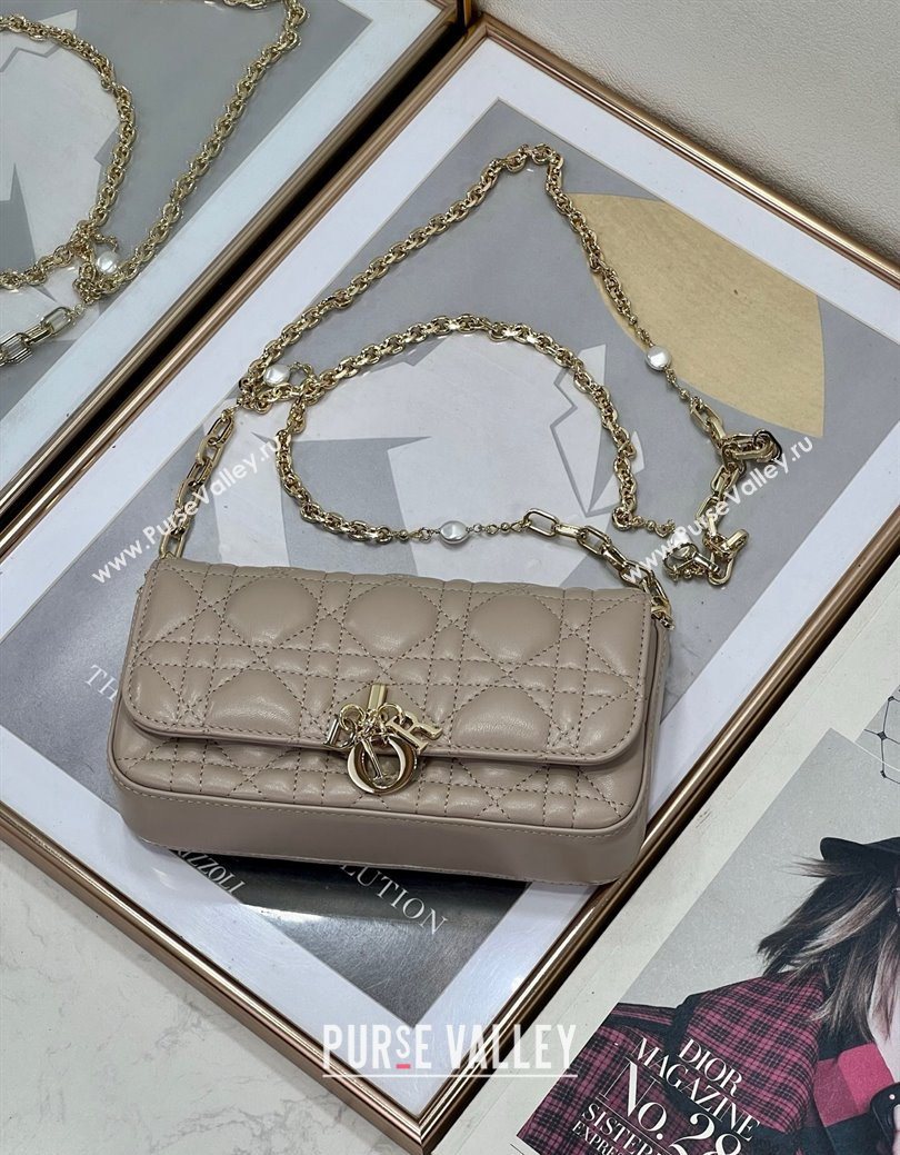 Dior My Dior - Dior Talk Phone Pouch in Cannage Lambskin Leather Powder Beige 2025 (XXG-250929143)