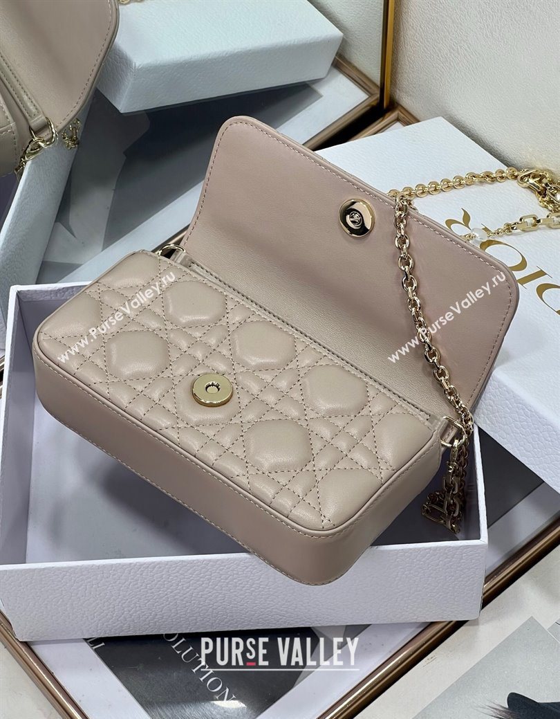 Dior My Dior - Dior Talk Phone Pouch in Cannage Lambskin Leather Powder Beige 2025 (XXG-250929143)