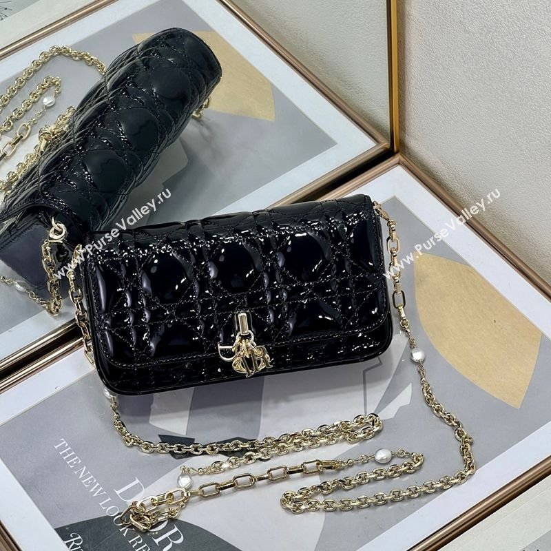 Dior My Dior - Dior Talk Phone Pouch in Patent Cannage Calfskin Black 2025 (XXG-250929145)