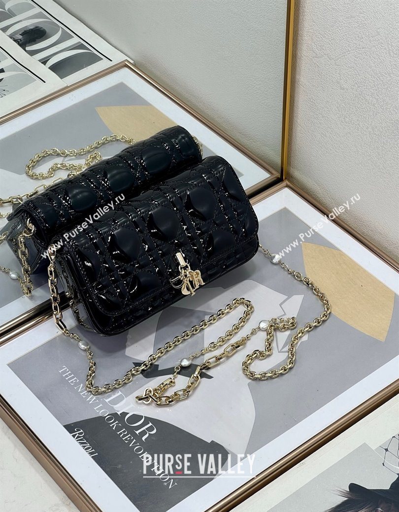 Dior My Dior - Dior Talk Phone Pouch in Patent Cannage Calfskin Black 2025 (XXG-250929145)