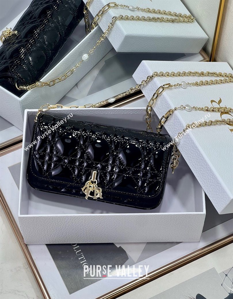 Dior My Dior - Dior Talk Phone Pouch in Patent Cannage Calfskin Black 2025 (XXG-250929145)